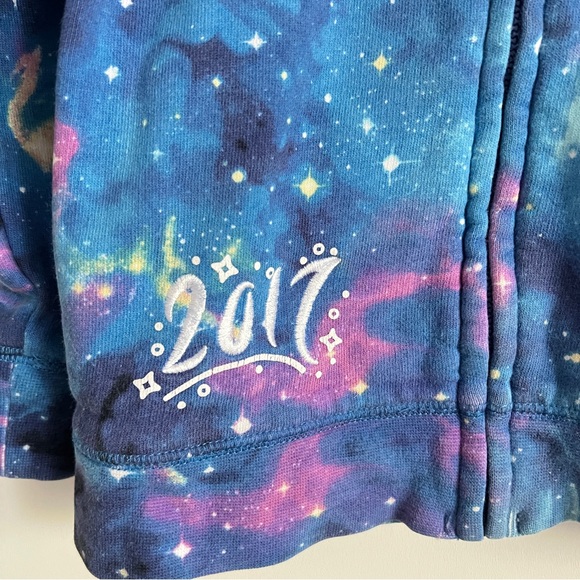 Disney Parks 2017 Galaxy Print Full Zip Hoodie Blue Purple Girls XXS - Picture 3 of 10